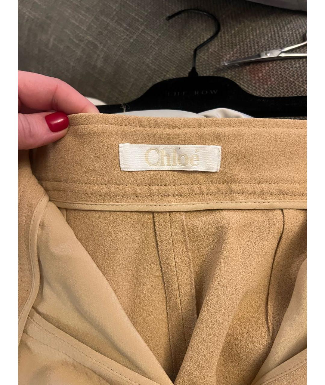 CHLOE Бежевые ацетатные брюки широкие, фото 3