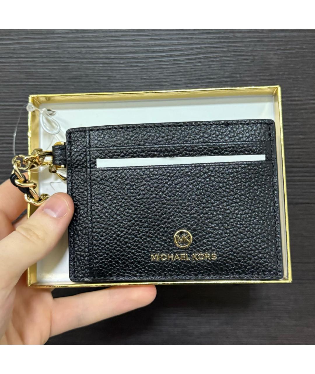 MICHAEL KORS Черный кожаный кардхолдер, фото 4