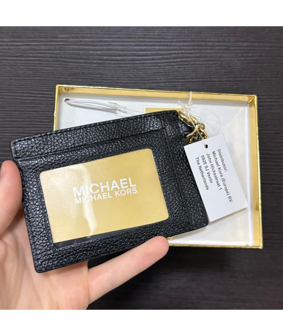 MICHAEL KORS Черный кожаный кардхолдер, фото 2