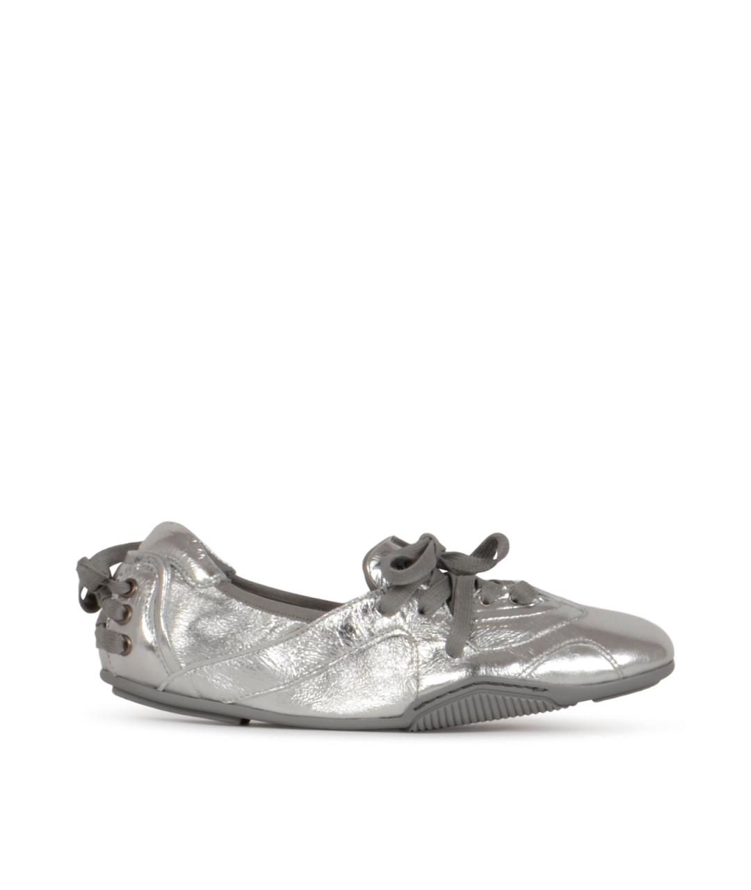 ACNE STUDIOS Серебряные кожаные балетки, фото 1