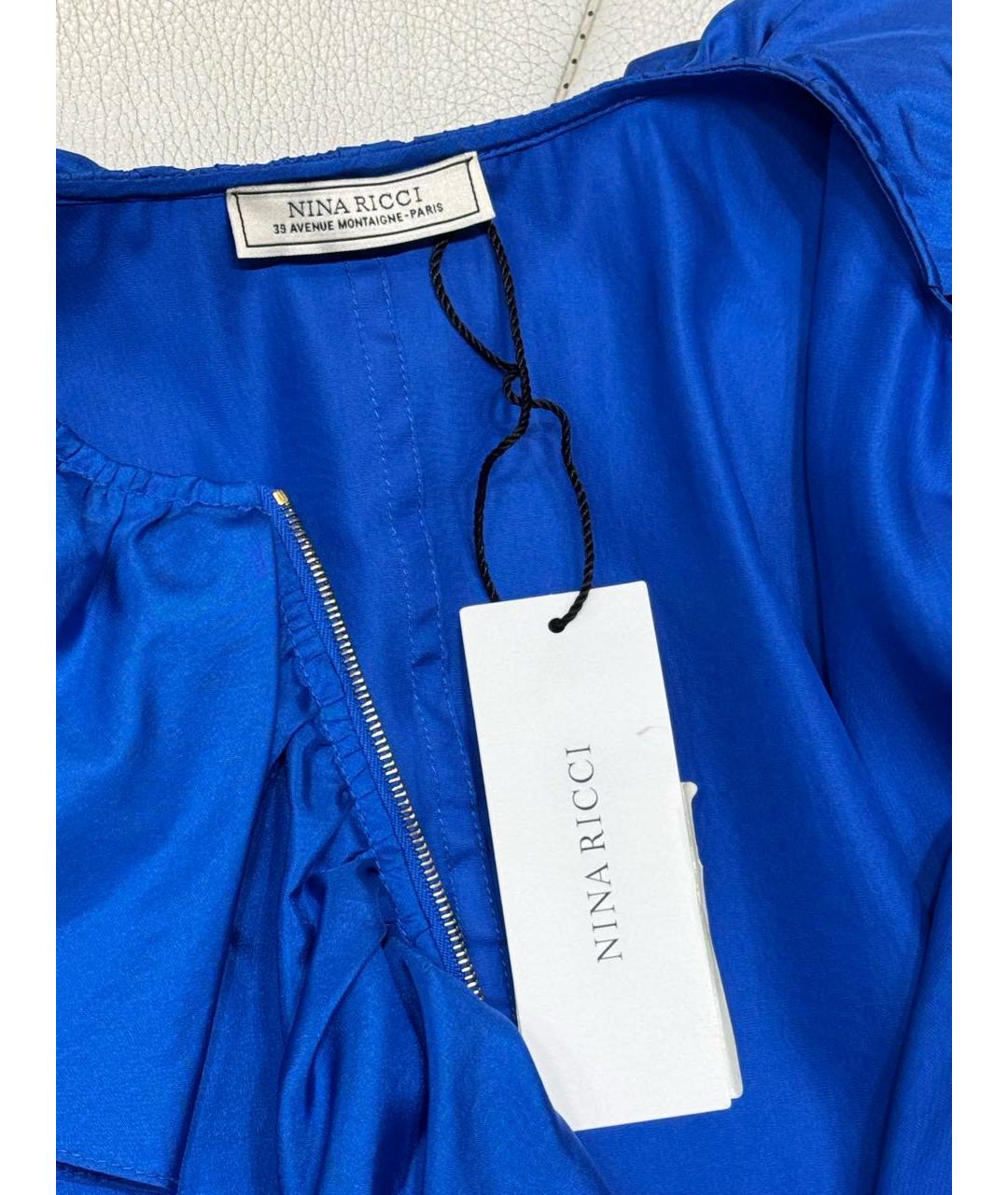 NINA RICCI Синяя шелковая блузы, фото 6