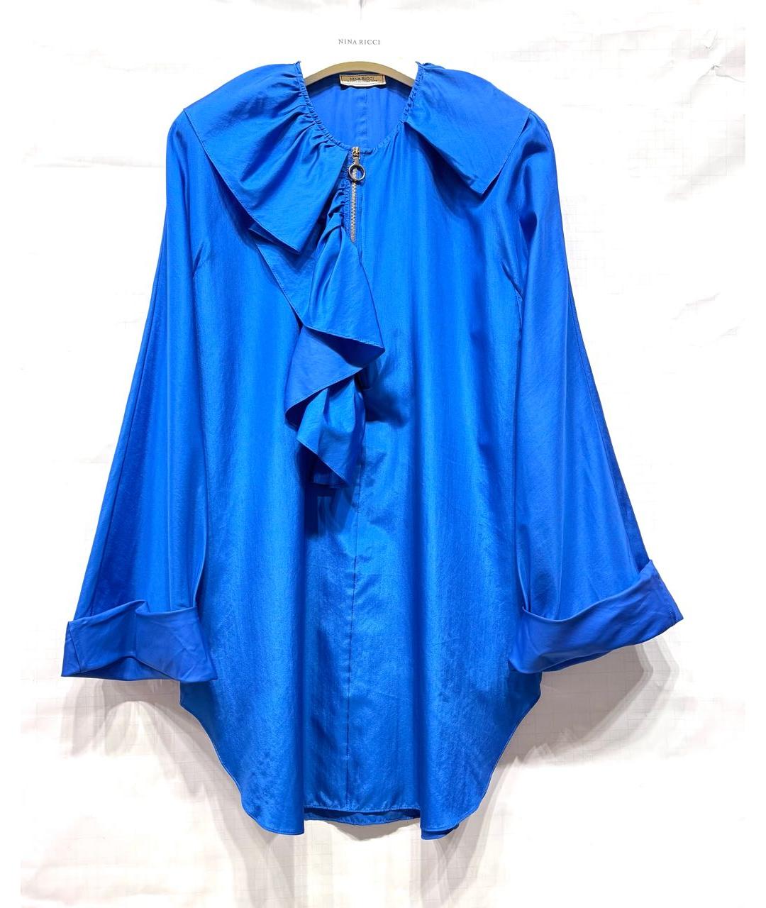 NINA RICCI Синяя шелковая блузы, фото 8