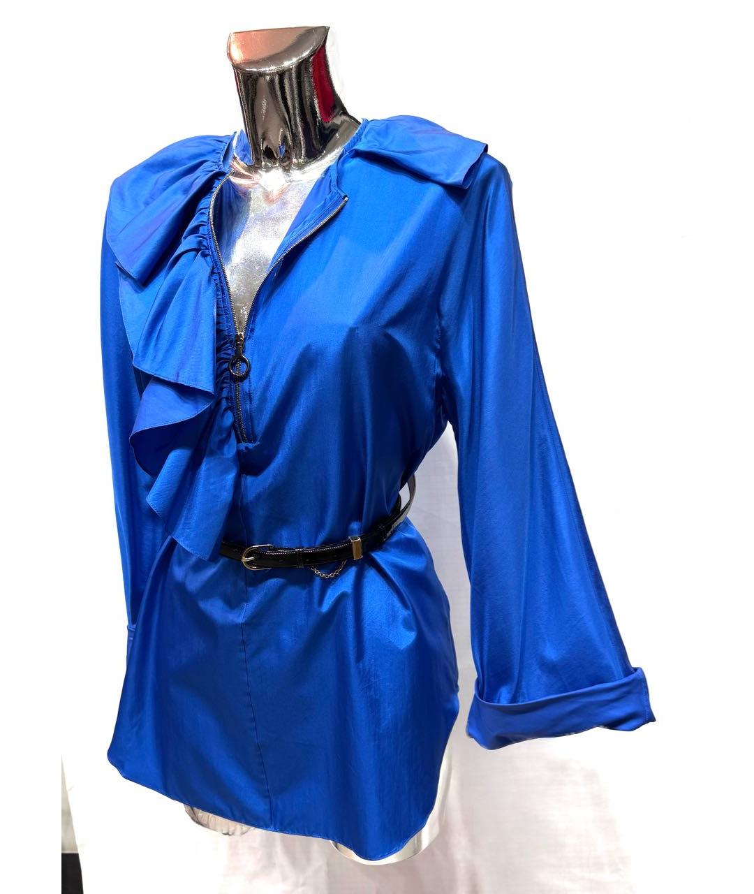 NINA RICCI Синяя шелковая блузы, фото 3