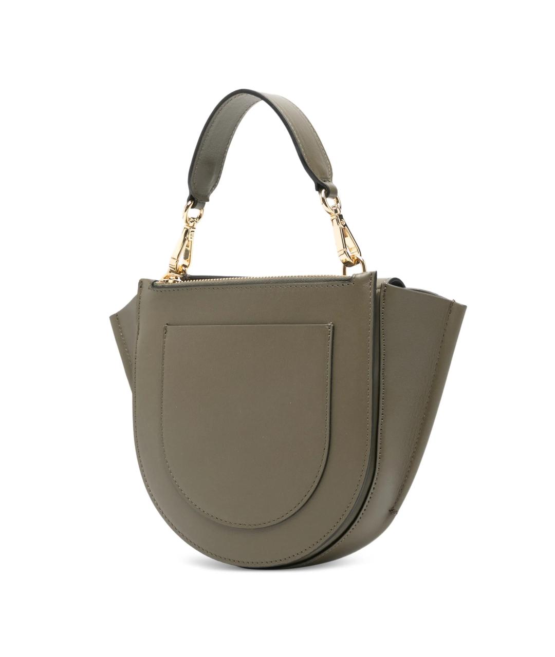 WANDLER Зеленая кожаная сумка с короткими ручками, фото 3