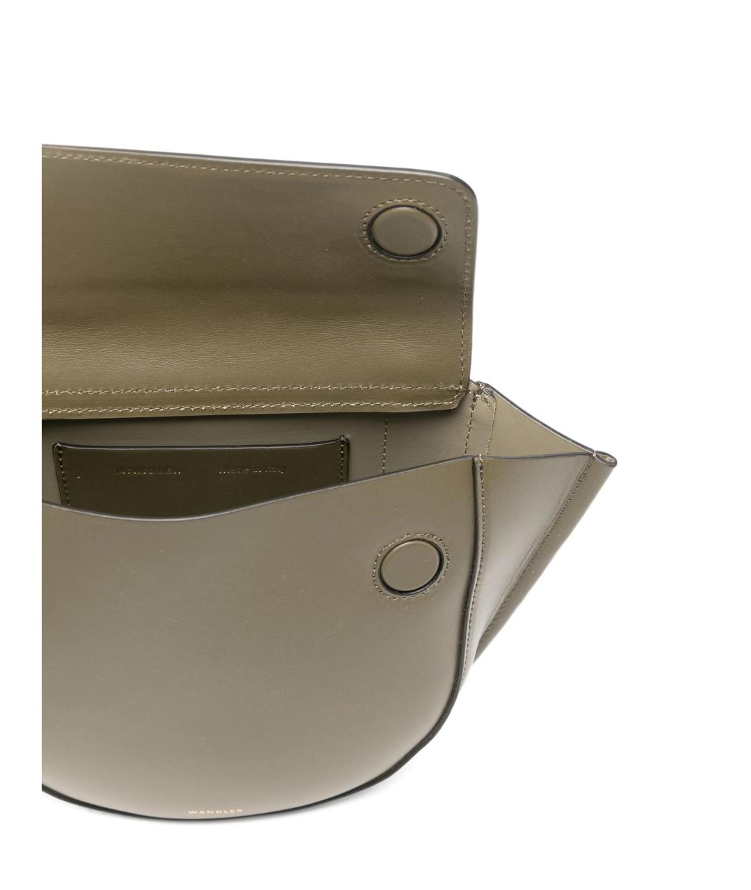 WANDLER Зеленая кожаная сумка с короткими ручками, фото 5