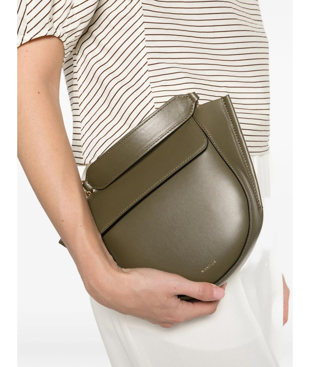 WANDLER Зеленая кожаная сумка с короткими ручками, фото 2