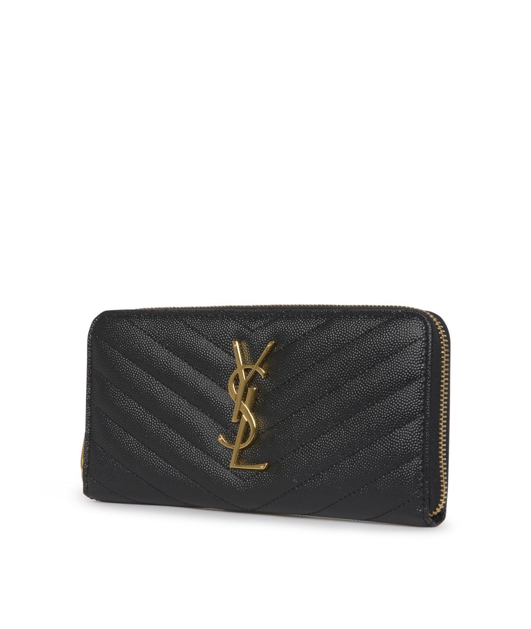 SAINT LAURENT Черный кожаный кошелек, фото 2