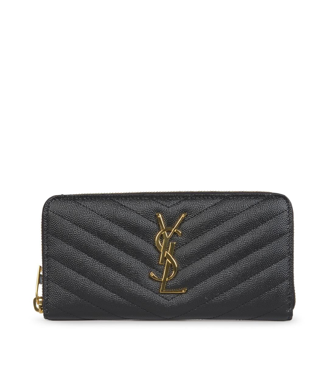 SAINT LAURENT Черный кожаный кошелек, фото 1