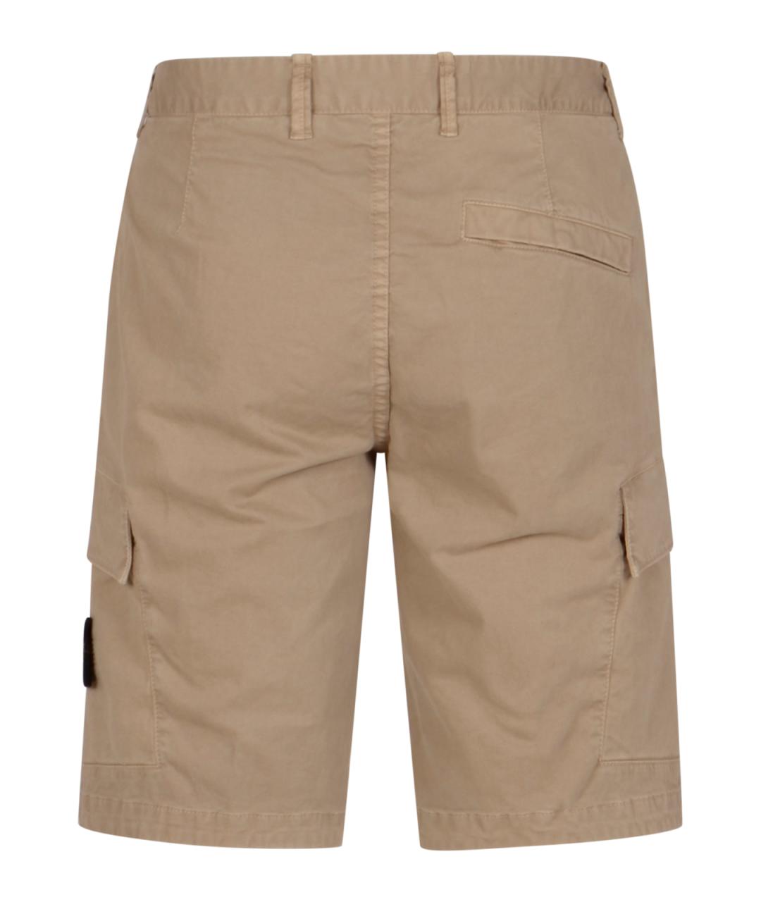 STONE ISLAND Бежевые хлопковые шорты, фото 2