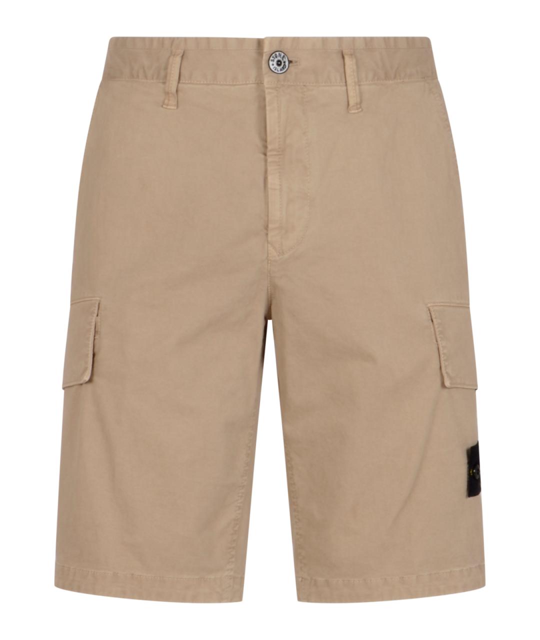 STONE ISLAND Бежевые хлопковые шорты, фото 1