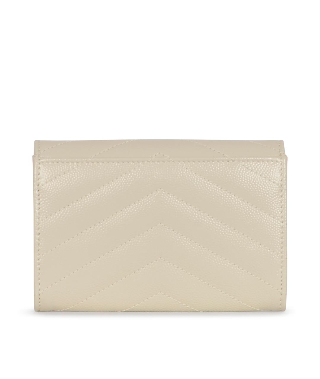 SAINT LAURENT Бежевый кожаный кошелек, фото 3