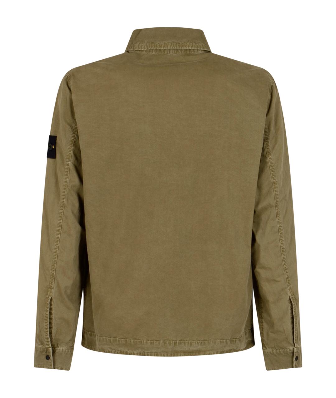STONE ISLAND Хаки хлопковая кэжуал рубашка, фото 2