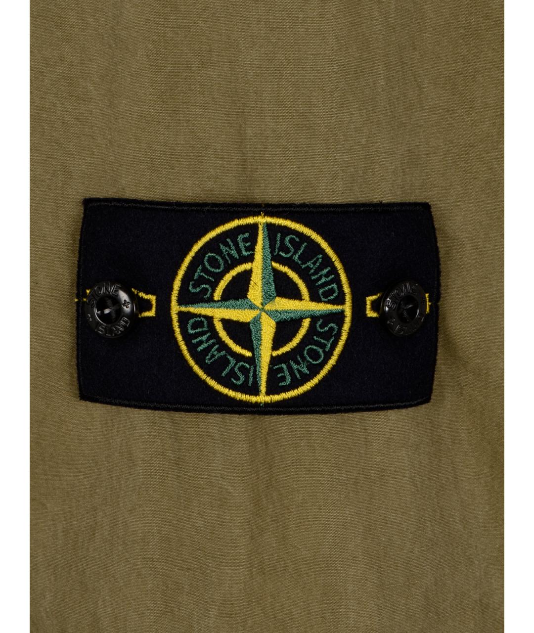STONE ISLAND Хаки хлопковая кэжуал рубашка, фото 3