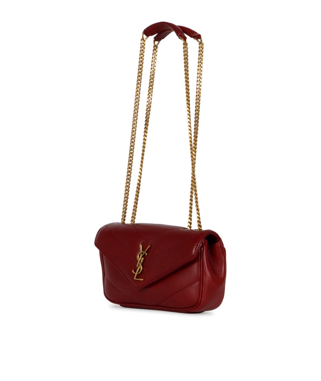 SAINT LAURENT Красная кожаная сумка через плечо, фото 2