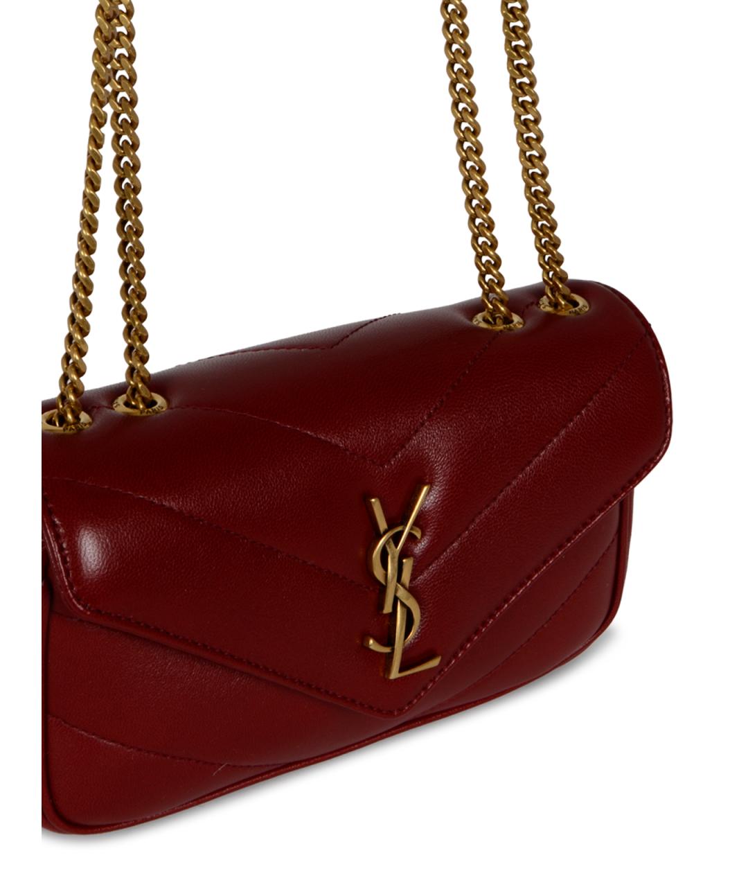 SAINT LAURENT Красная кожаная сумка через плечо, фото 4