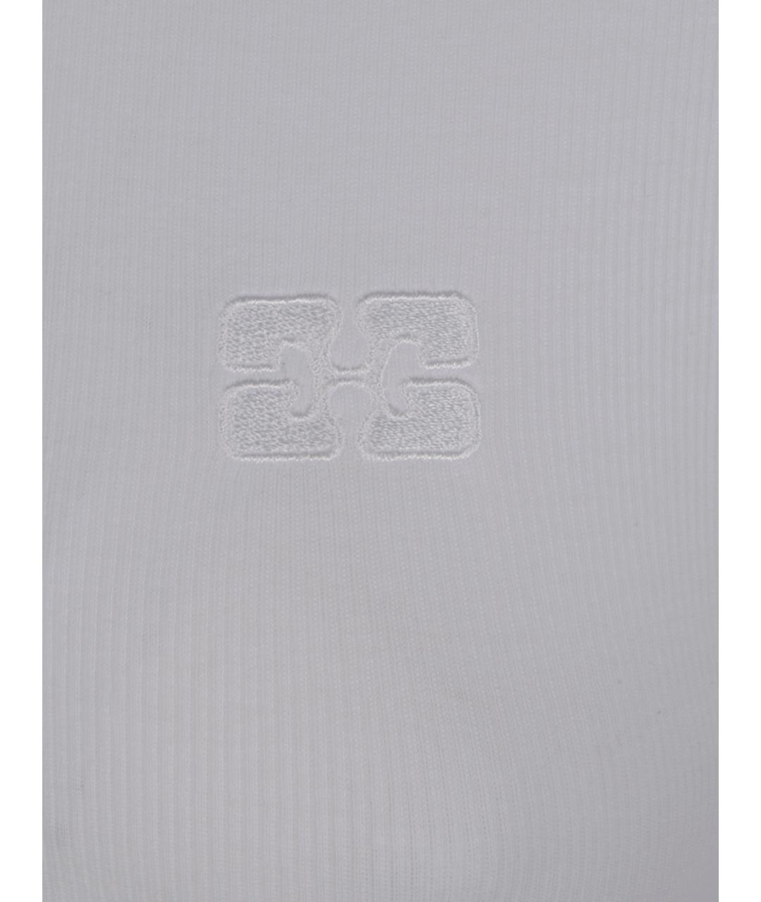 GANNI Белая хлопковая футболка, фото 3