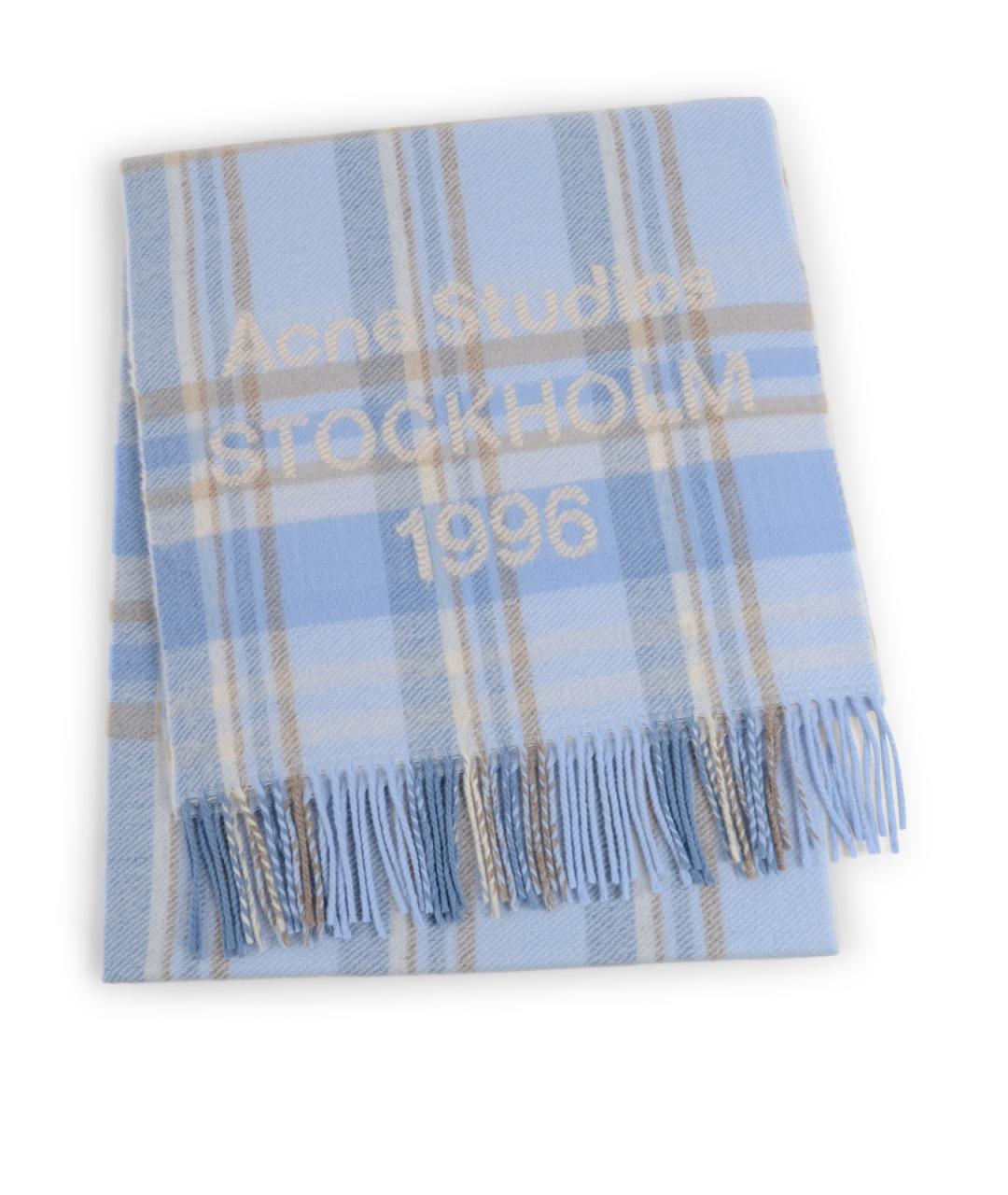 ACNE STUDIOS Синий шерстяной шарф, фото 1