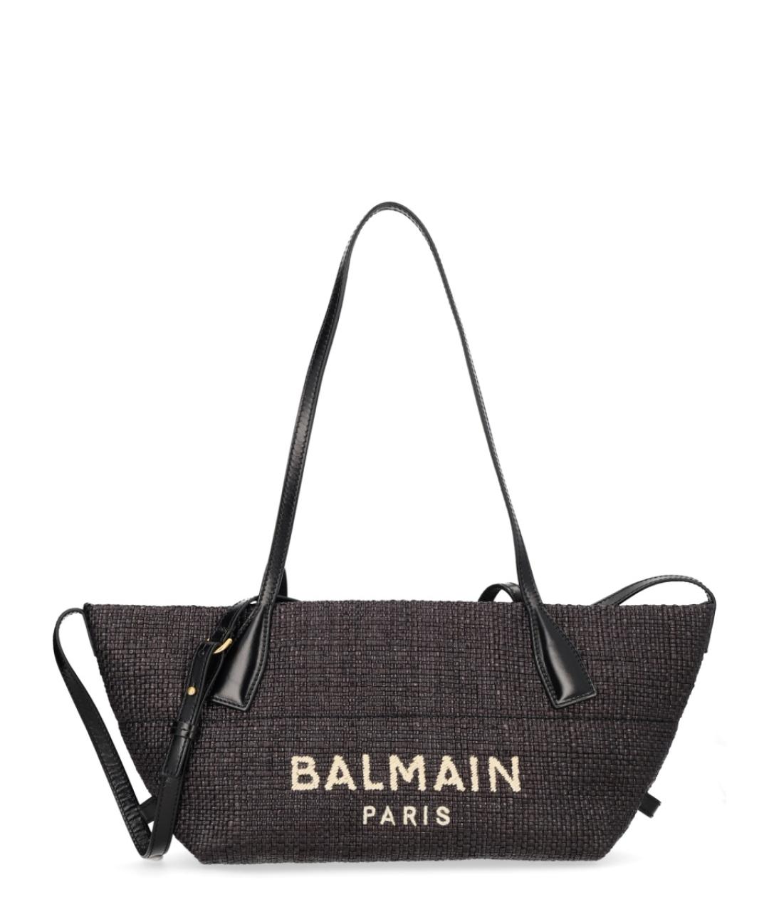 BALMAIN Черная пелетеная сумка тоут, фото 1