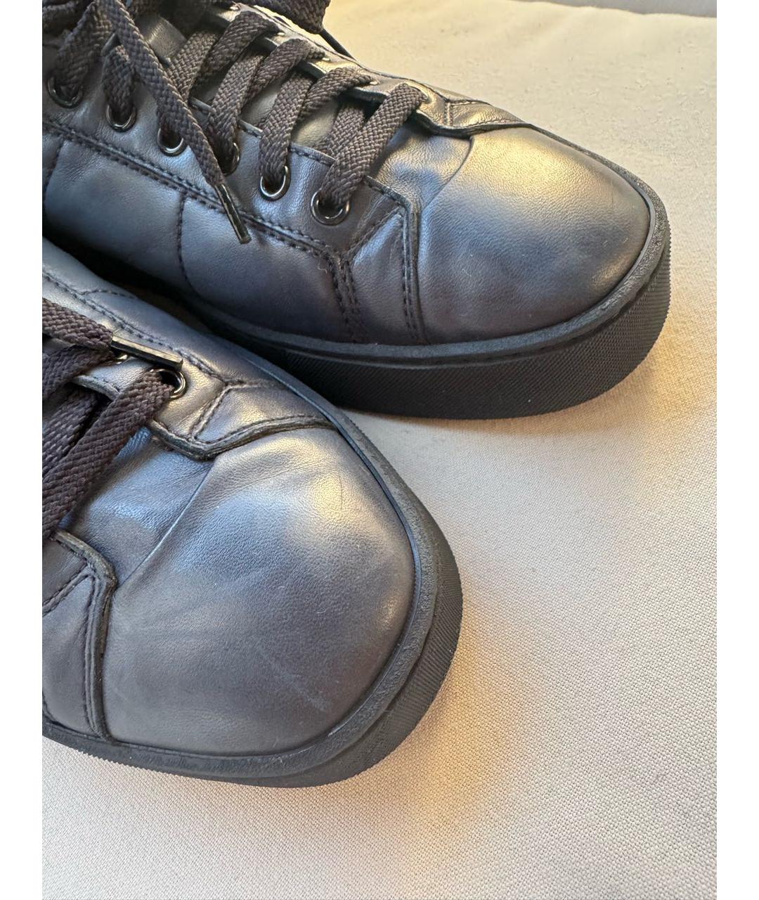 SANTONI Синие кожаные низкие кроссовки / кеды, фото 5