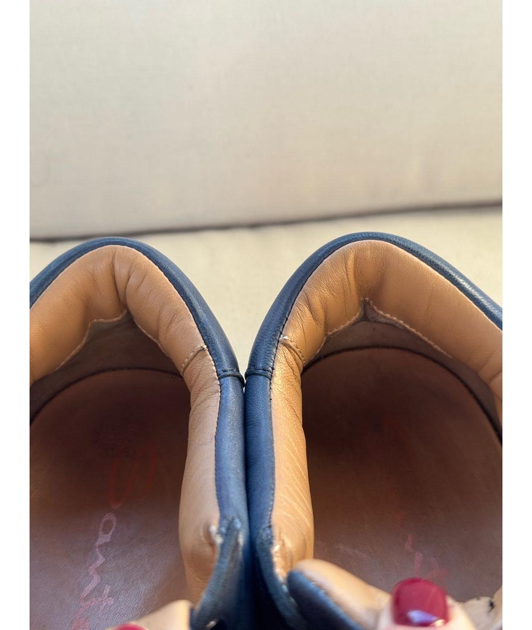 SANTONI Синие кожаные низкие кроссовки / кеды, фото 6