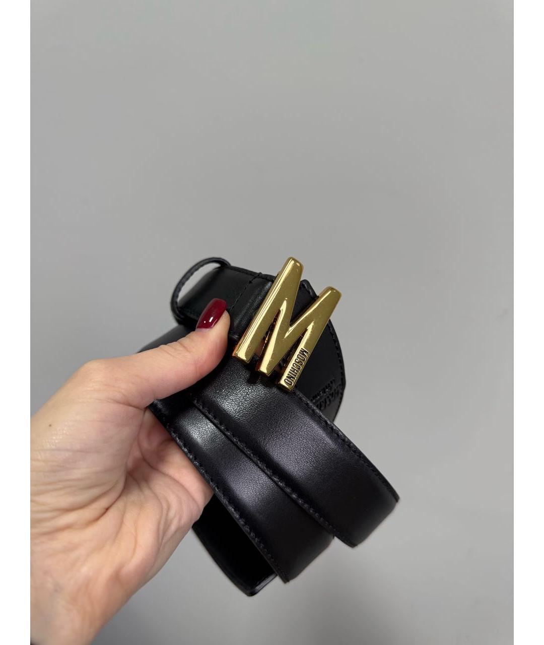 MOSCHINO Черный кожаный ремень, фото 3