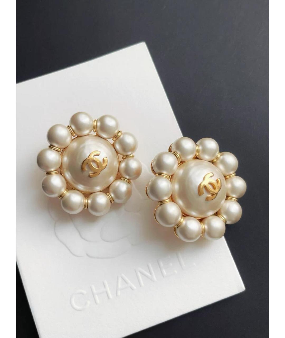 CHANEL Золотые жемчужные серьги, фото 2
