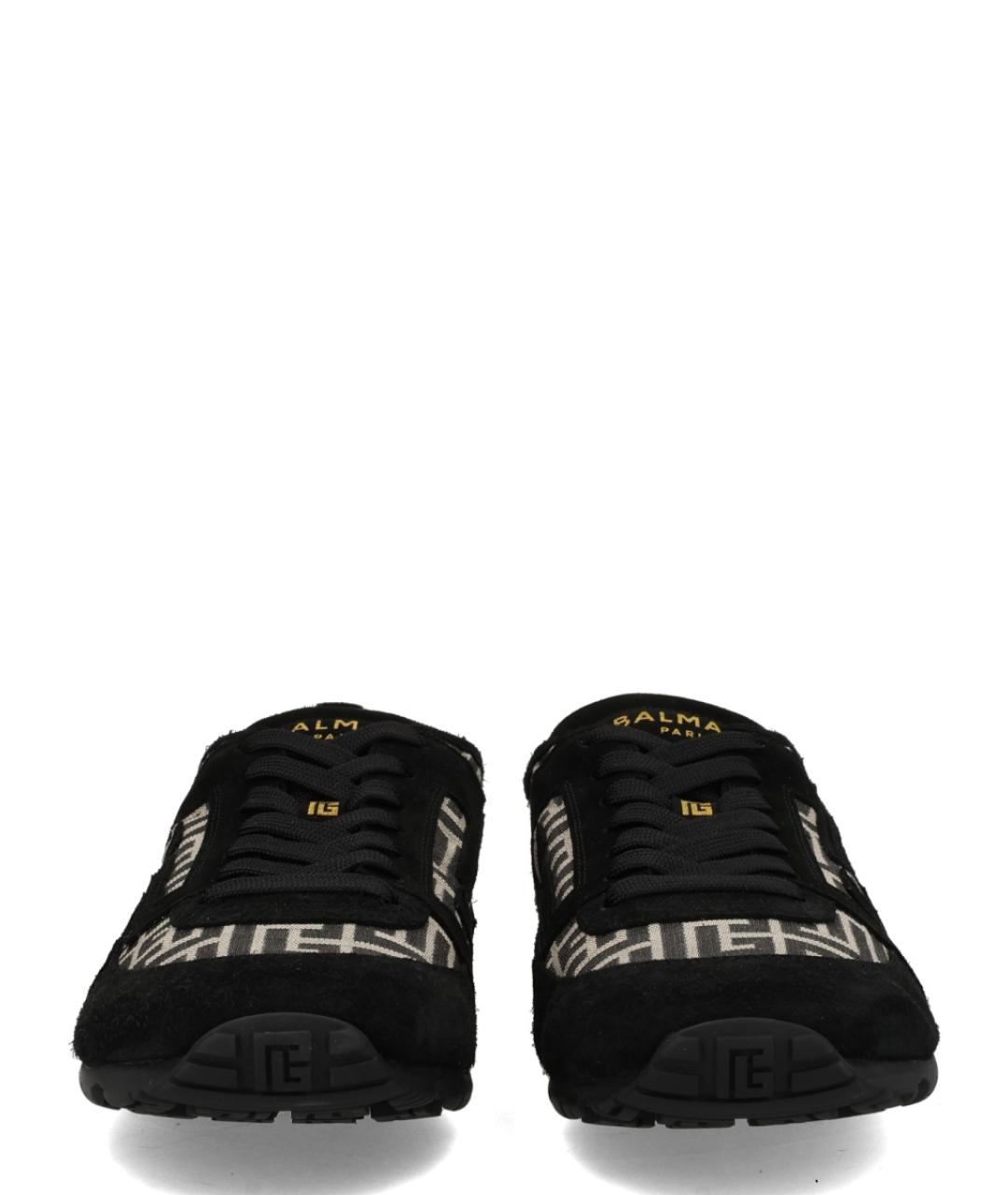 BALMAIN Черные кожаные низкие кроссовки / кеды, фото 3