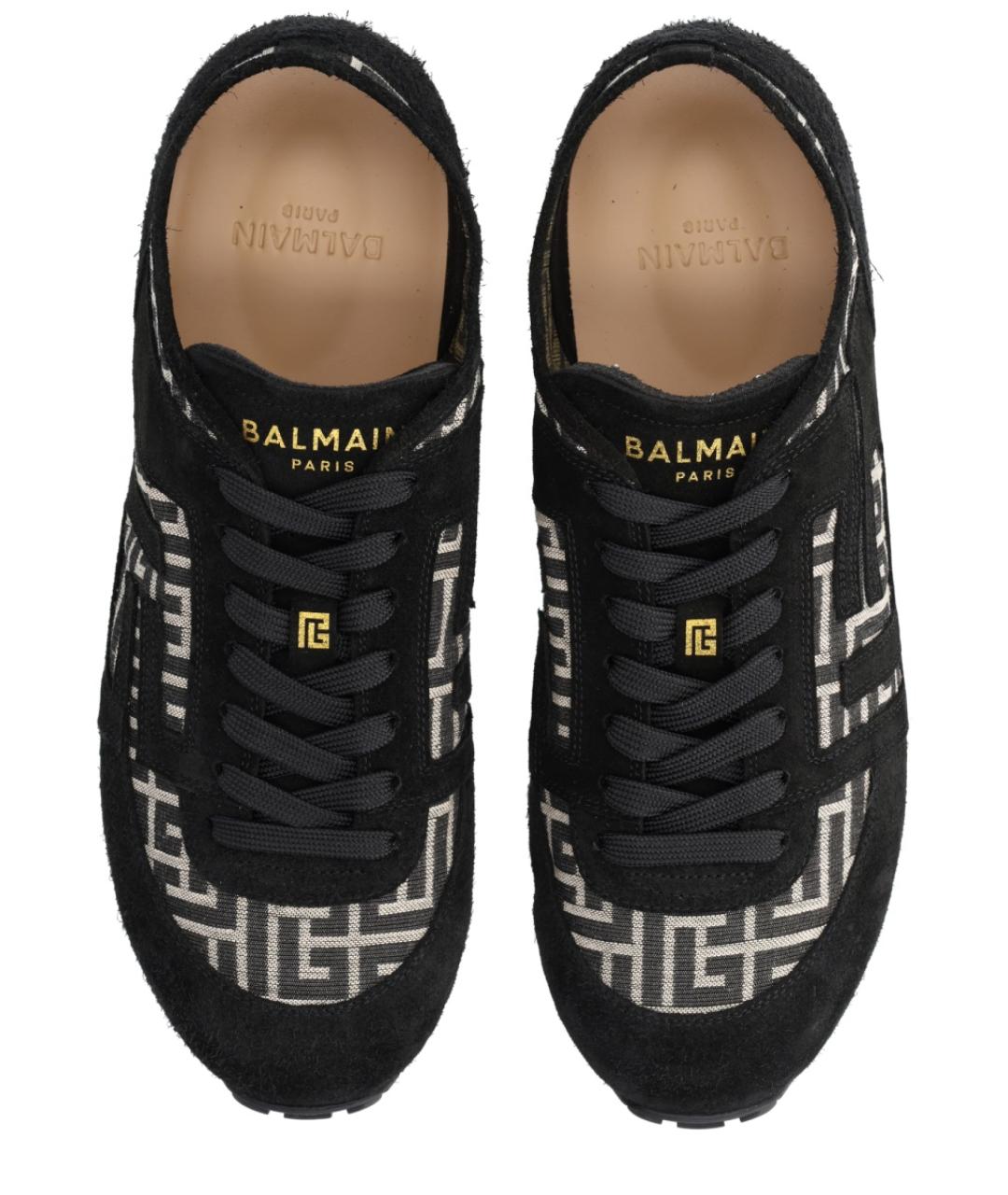 BALMAIN Черные кожаные низкие кроссовки / кеды, фото 6