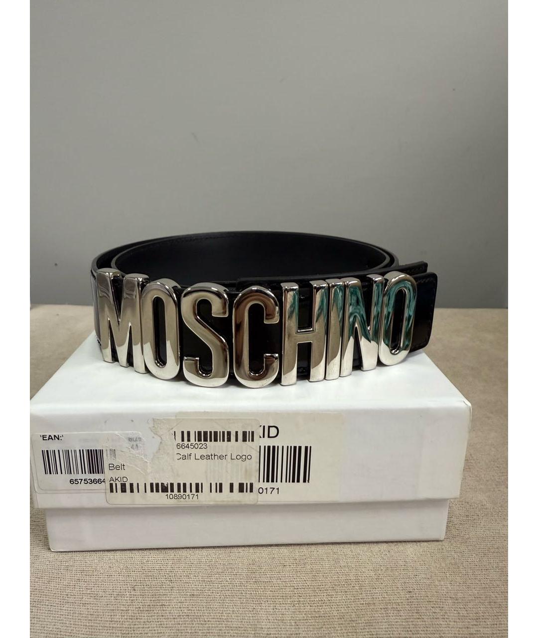 MOSCHINO Черный ремень из лакированной кожи, фото 5