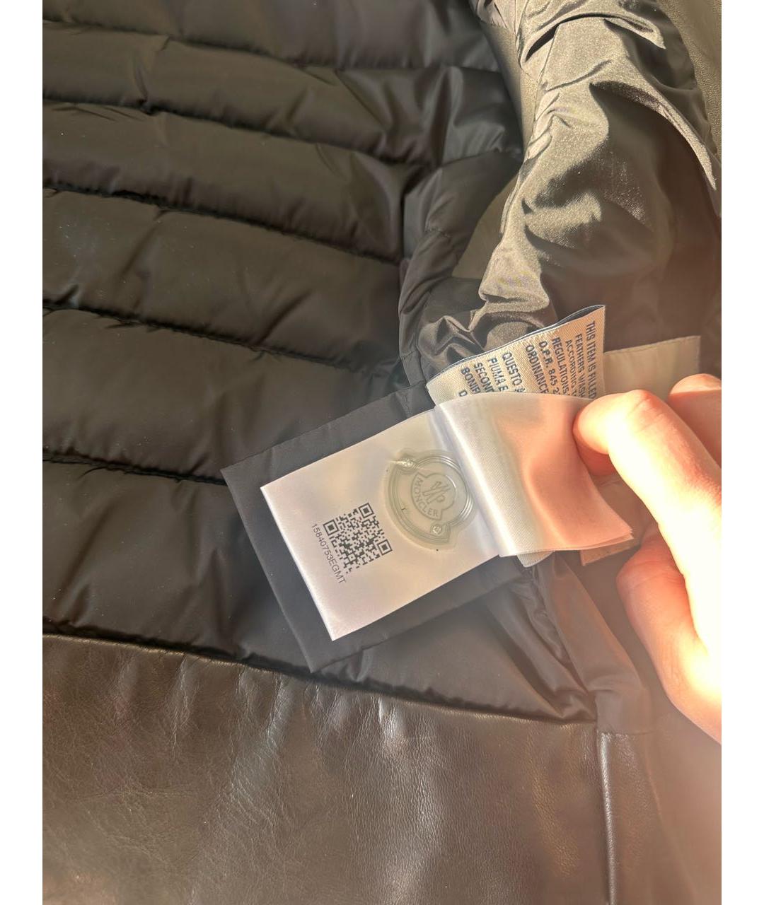 MONCLER Черный кожаный жилет, фото 7