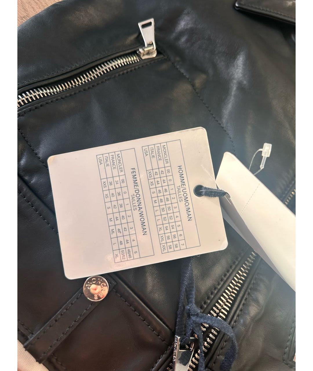 MONCLER Черный кожаный жилет, фото 4