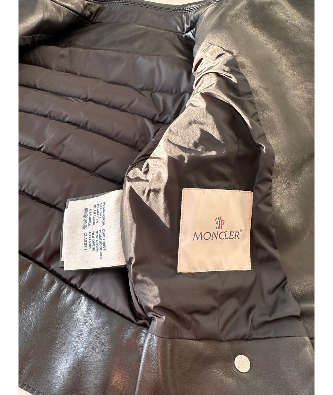 MONCLER Черный кожаный жилет, фото 6