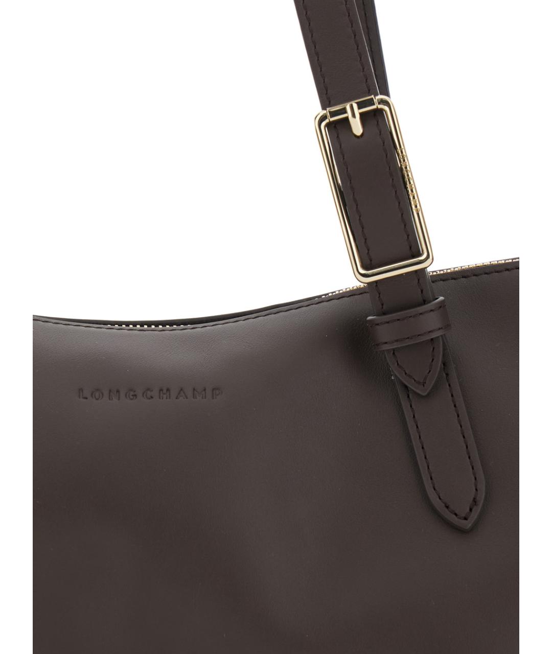 LONGCHAMP Коричневая кожаная сумка с короткими ручками, фото 3