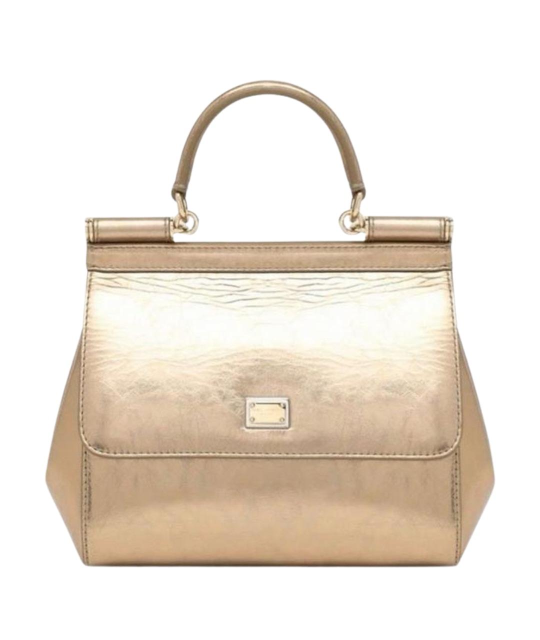 DOLCE&GABBANA Золотая кожаная сумка с короткими ручками, фото 1