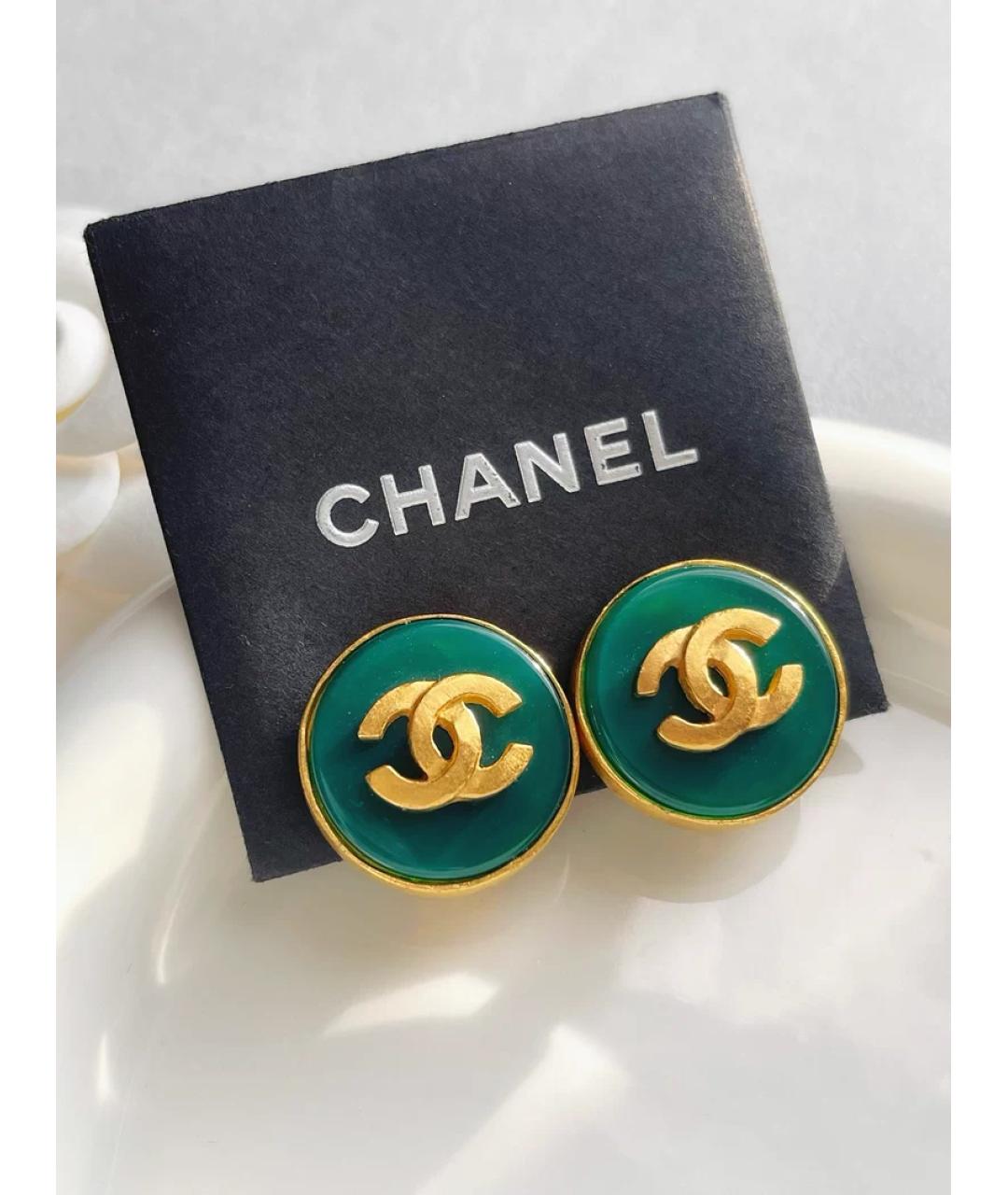 CHANEL Зеленые стеклянные серьги, фото 5