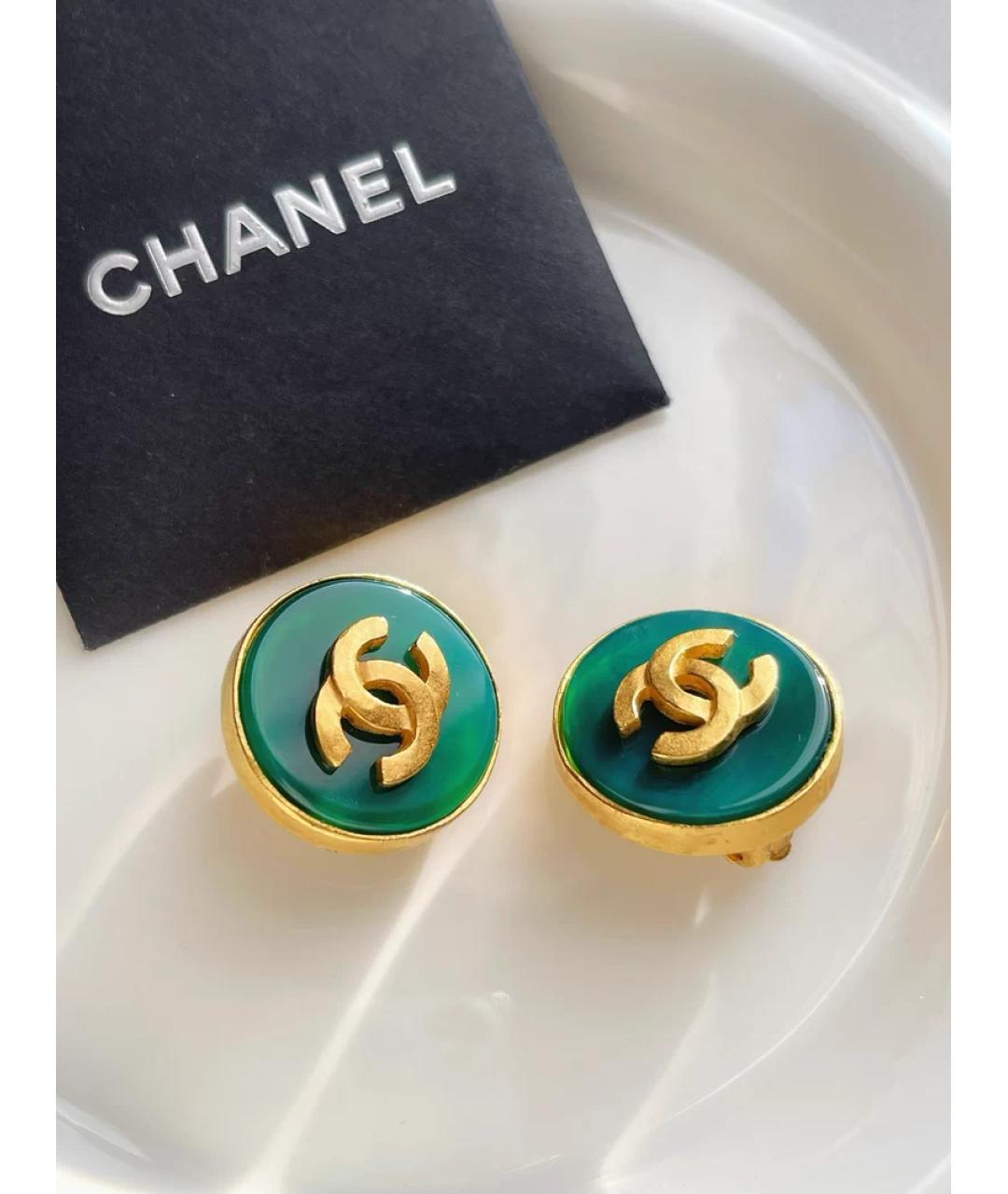 CHANEL Зеленые стеклянные серьги, фото 4