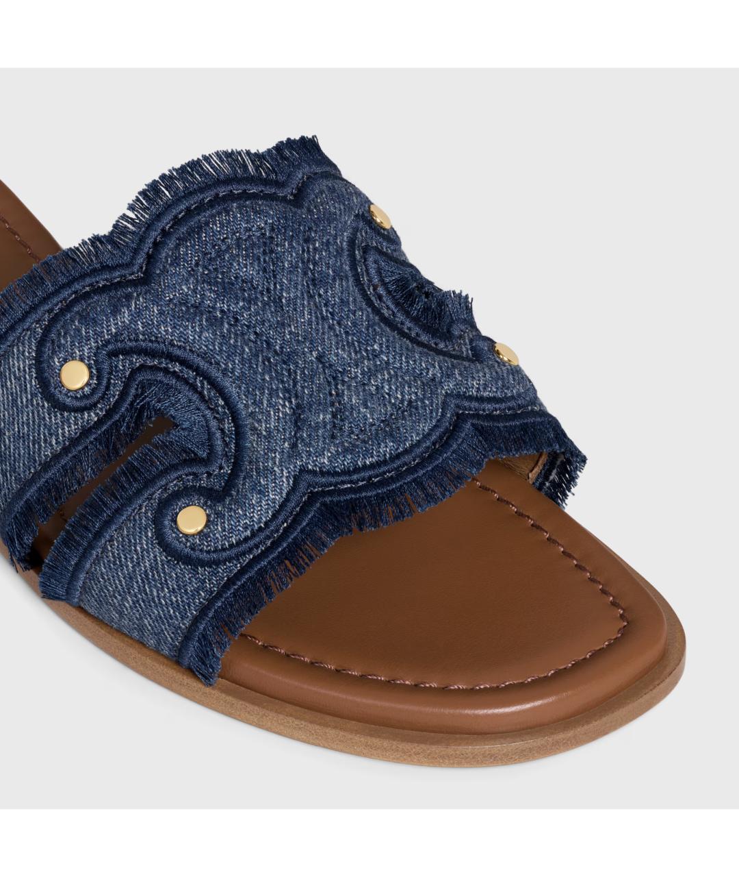 CELINE Синие текстильные шлепанцы, фото 4