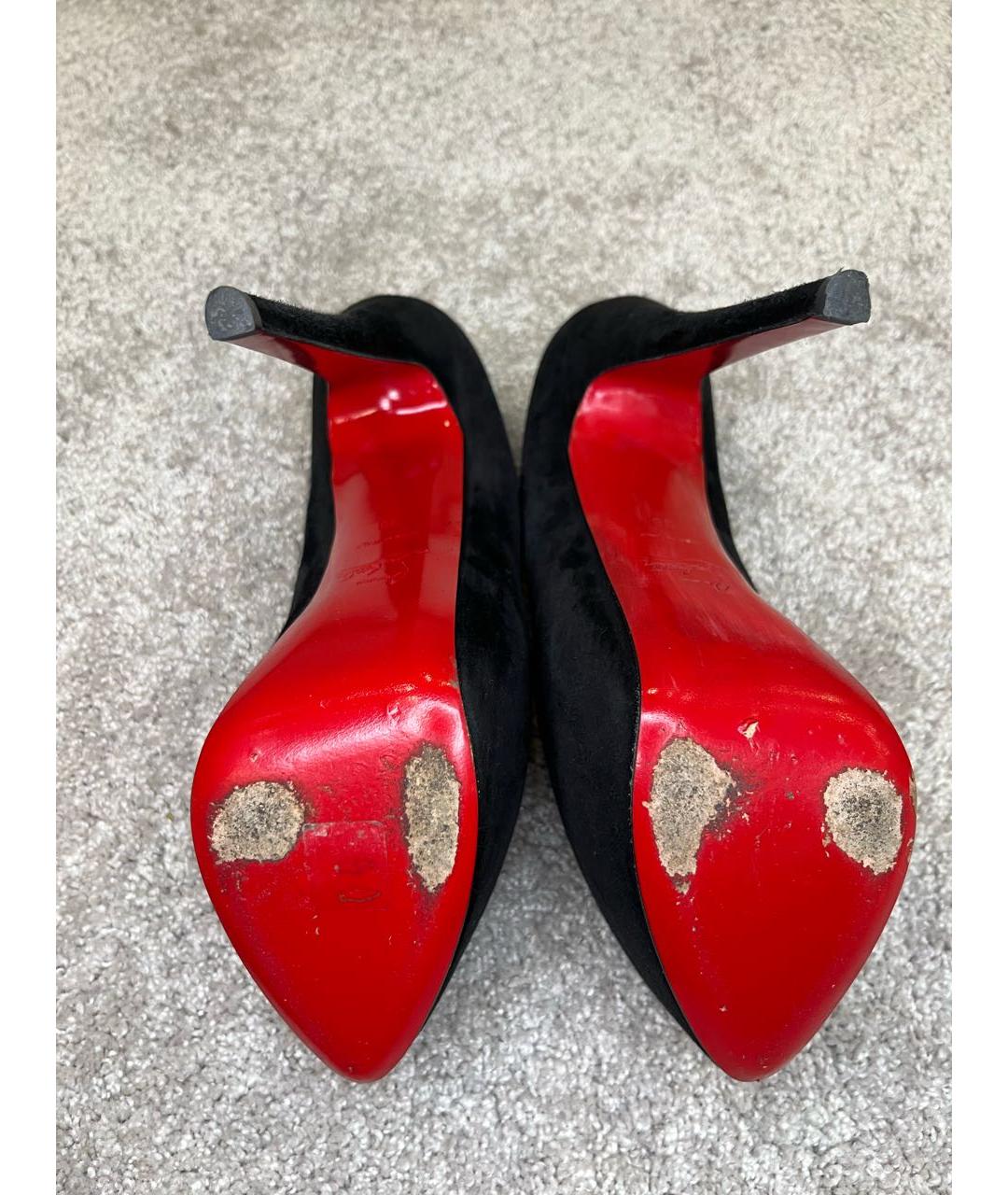 CHRISTIAN LOUBOUTIN Черные замшевые туфли, фото 7