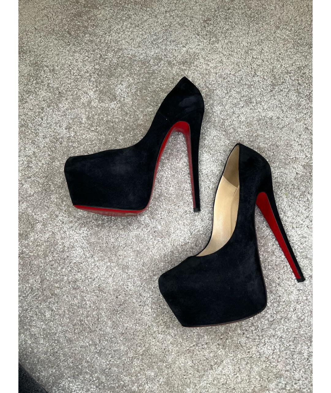 CHRISTIAN LOUBOUTIN Черные замшевые туфли, фото 4