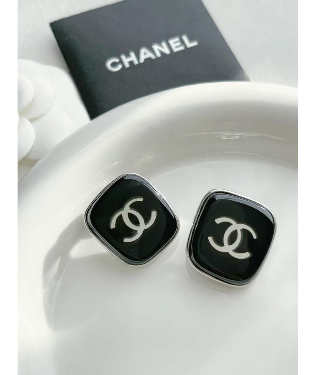 CHANEL Черные металлические серьги, фото 2