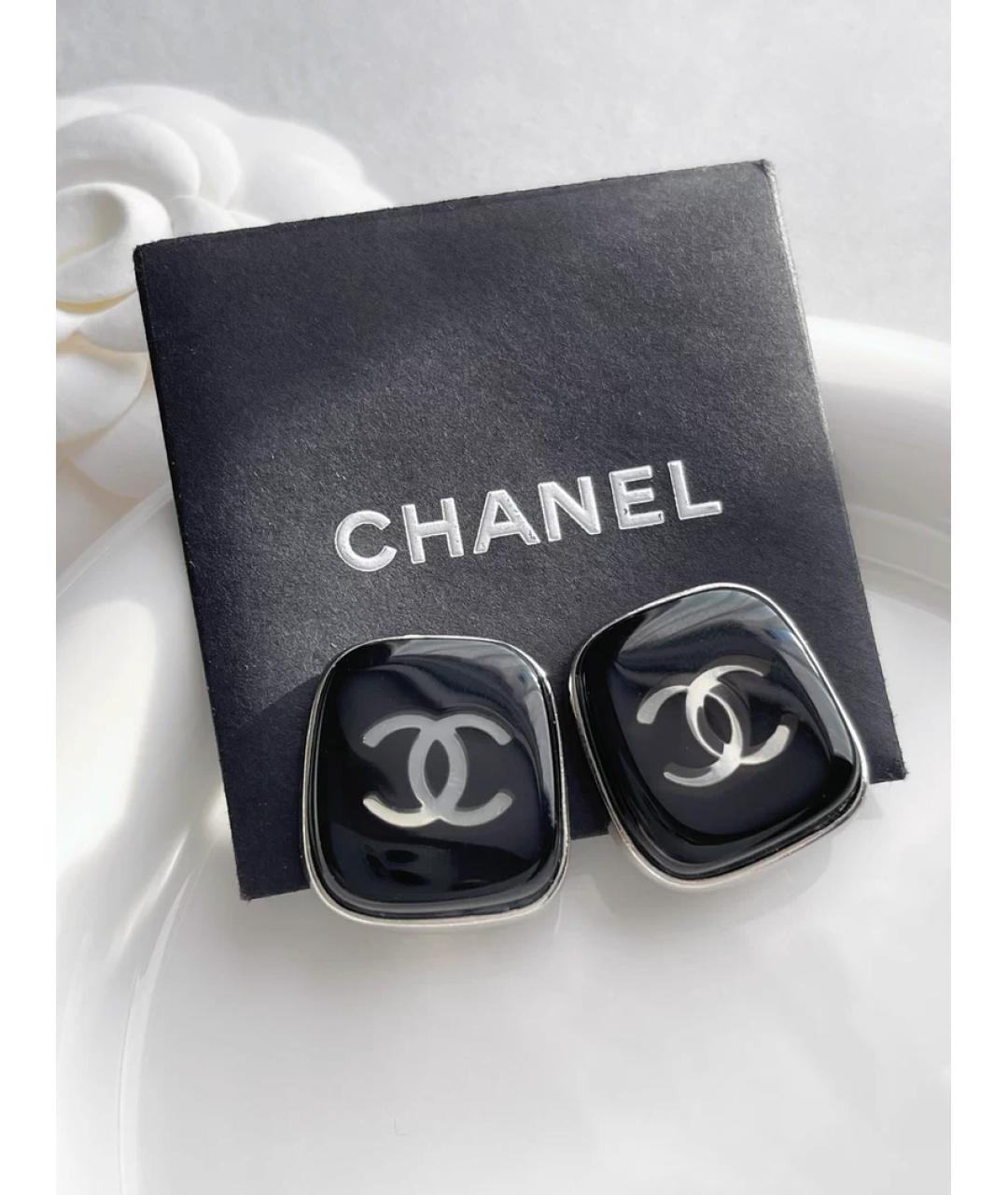 CHANEL Черные металлические серьги, фото 5