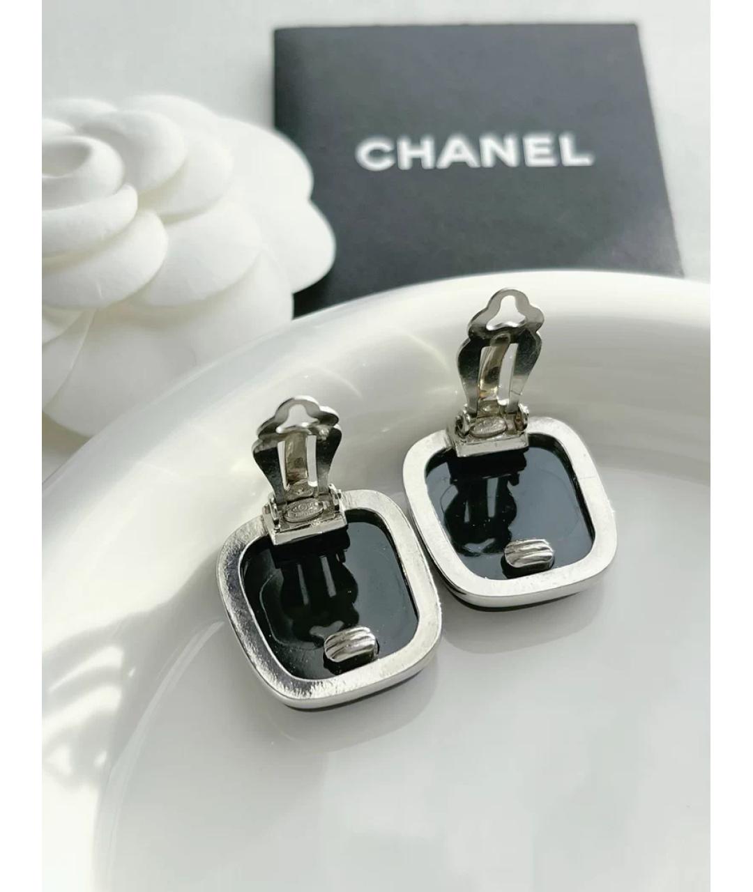 CHANEL Черные металлические серьги, фото 4
