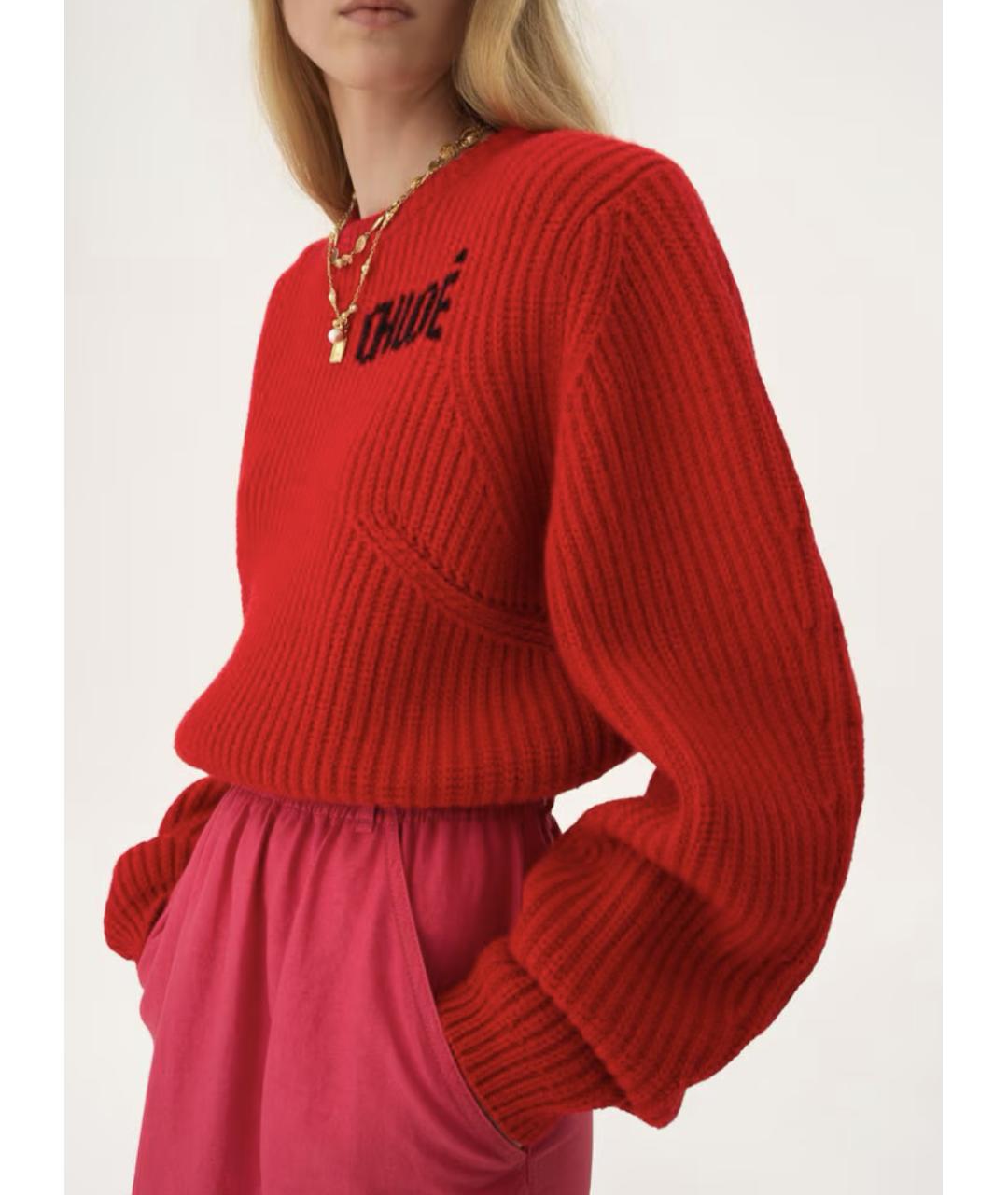 CHLOE Красный шерстяной джемпер / свитер, фото 5