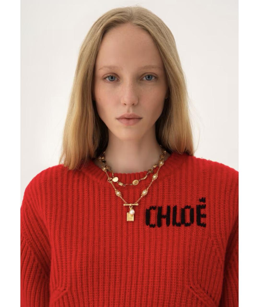 CHLOE Красный шерстяной джемпер / свитер, фото 6