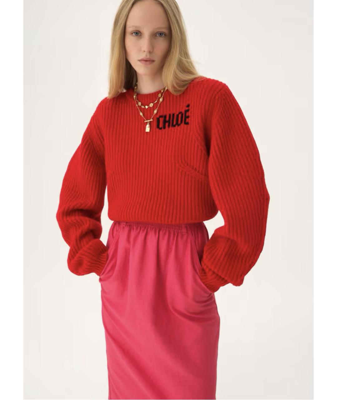 CHLOE Красный шерстяной джемпер / свитер, фото 3