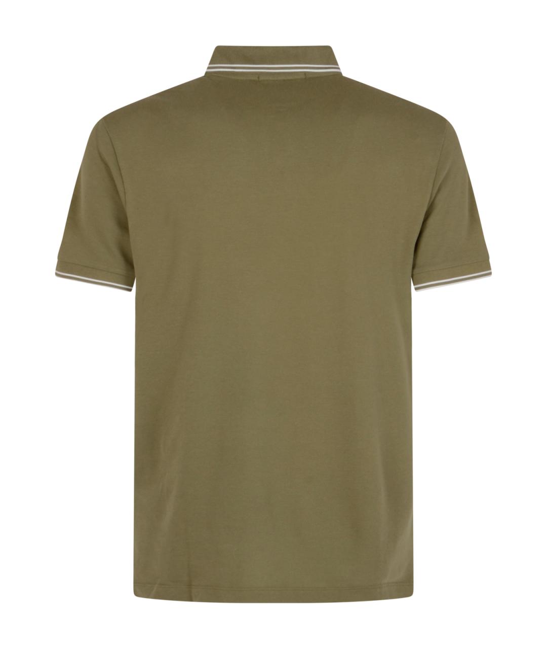 STONE ISLAND Хаки хлопковое поло с коротким рукавом, фото 2