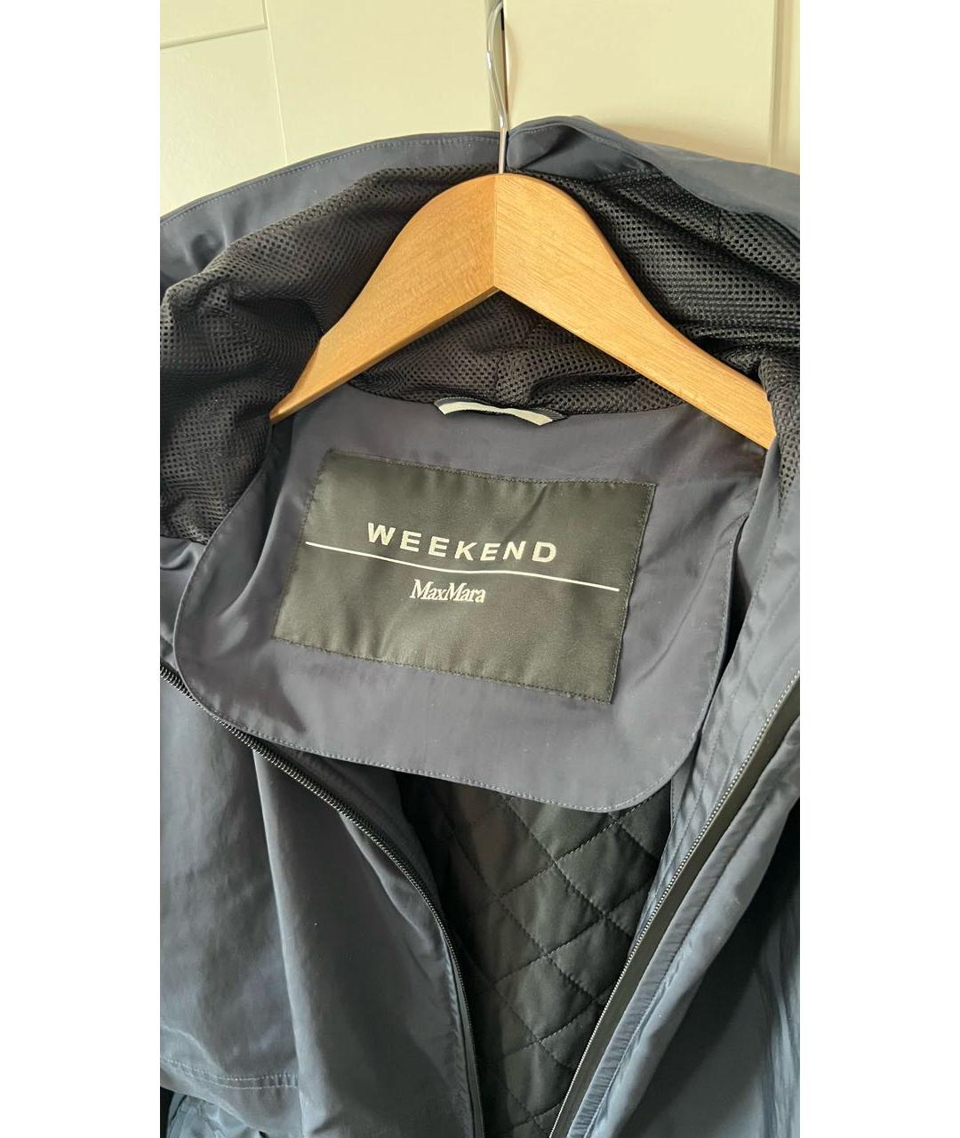 WEEKEND MAX MARA Темно-синий полиэстеровый тренч/плащ, фото 3