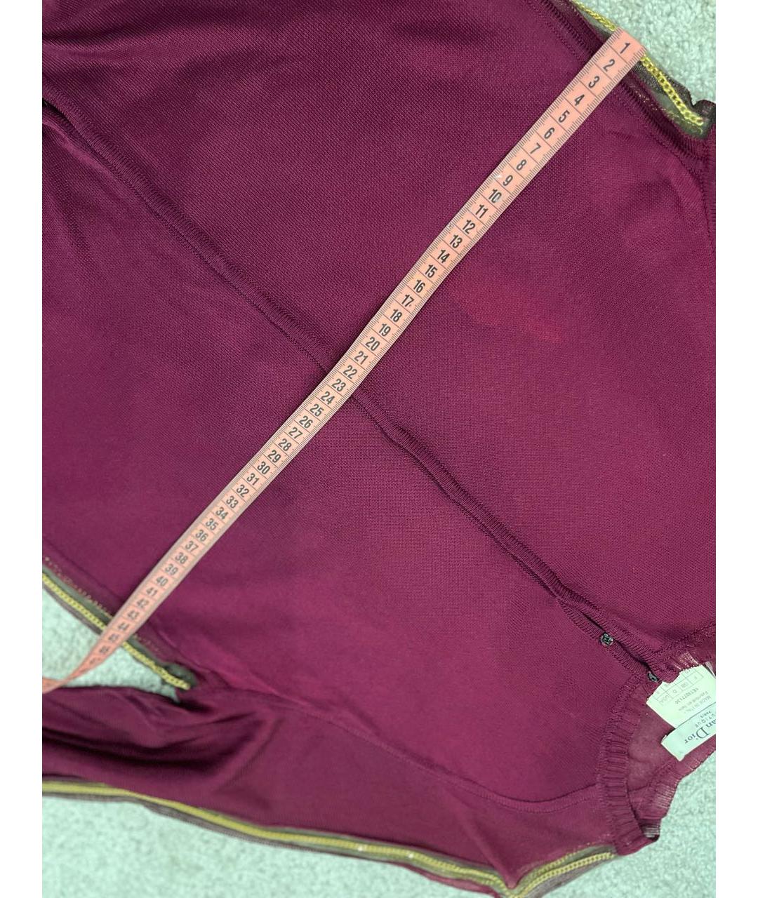 CHRISTIAN DIOR Бордовый сетчатый кардиган, фото 6