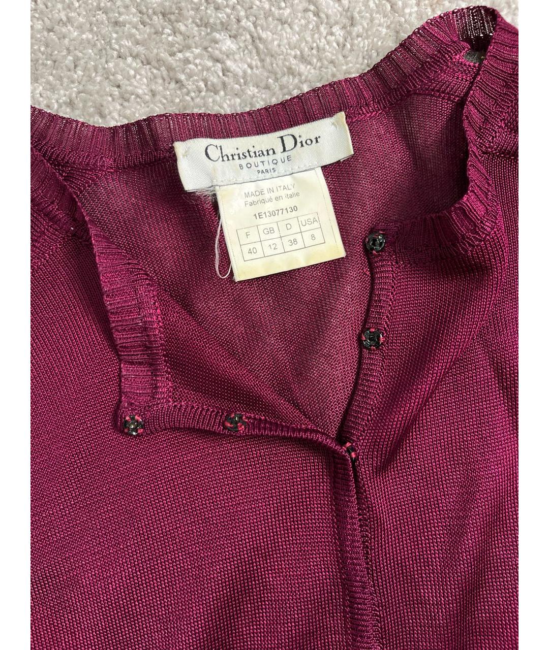 CHRISTIAN DIOR Бордовый сетчатый кардиган, фото 4