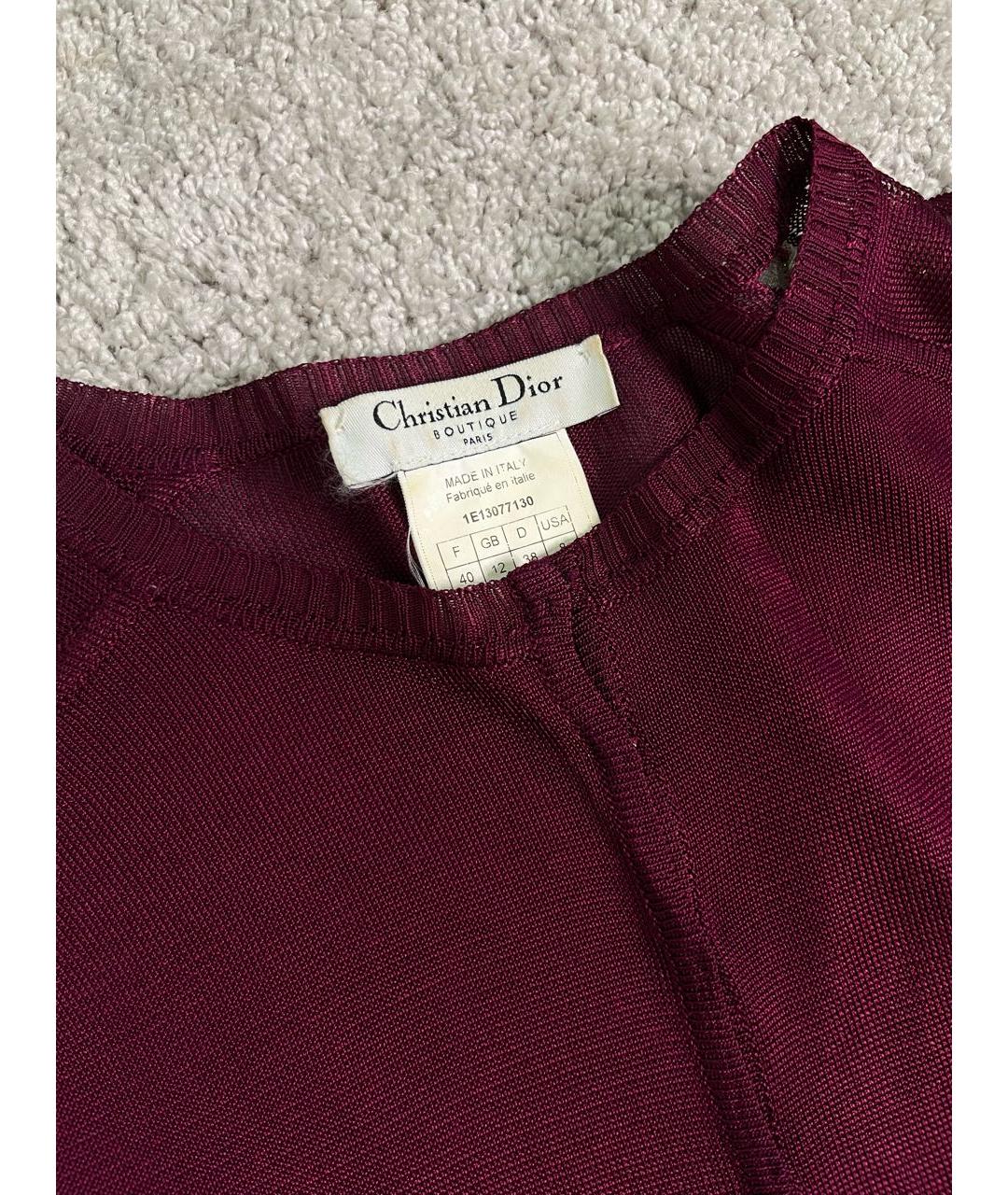 CHRISTIAN DIOR Бордовый сетчатый кардиган, фото 3